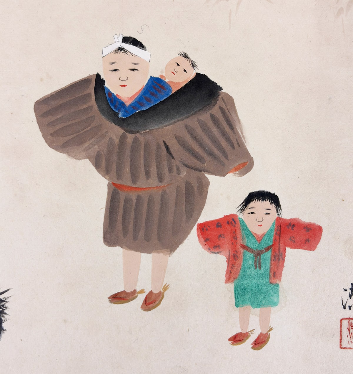 槇野 潔 【子守り｜色紙】 色紙・短冊 詳細写真