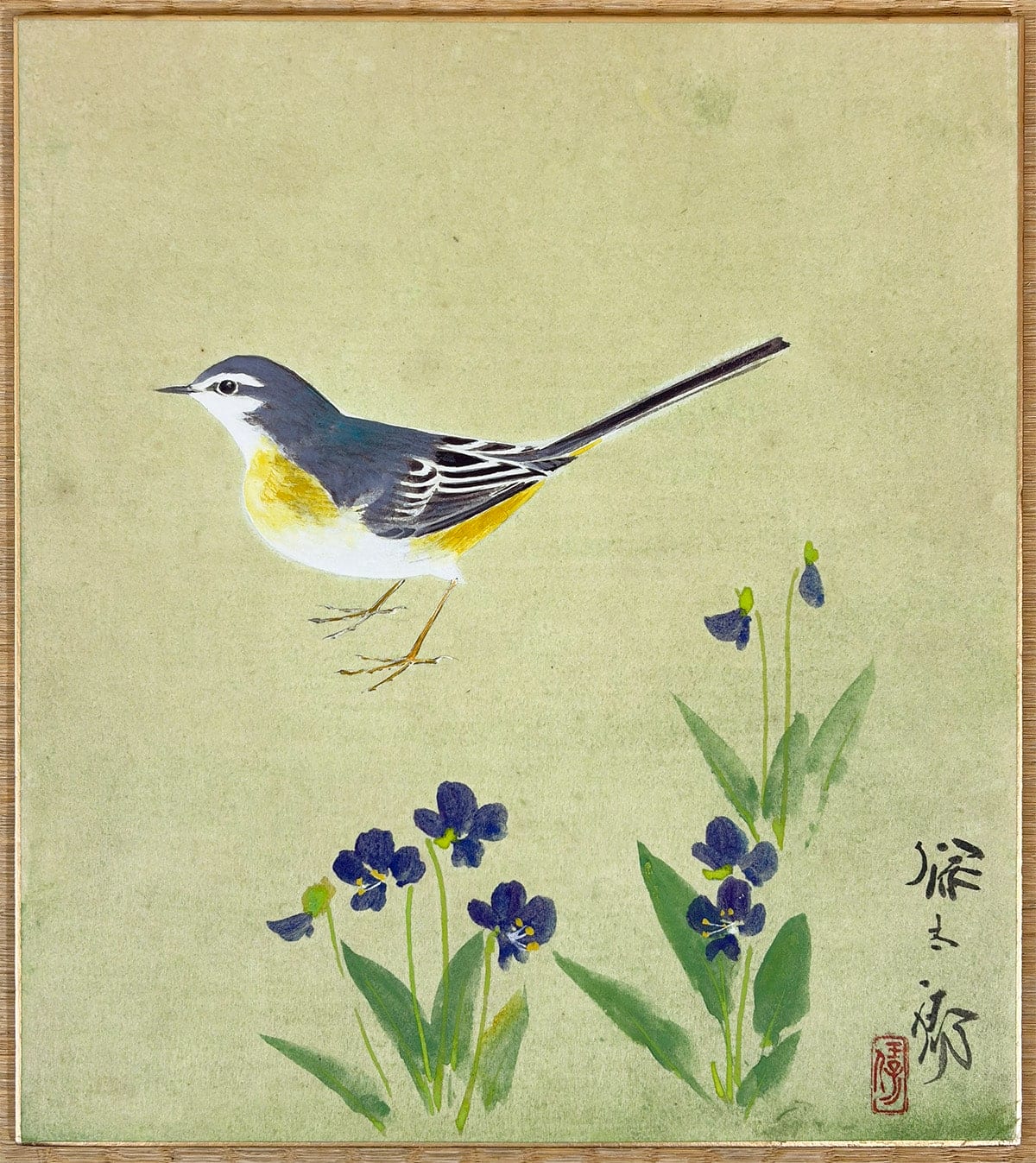 野々内 保太郎 【鶺鴒（セキレイ）｜色紙】 色紙・短冊 - Nonouchi Yasutarou, Japanese shikishi and tanzaku board painting