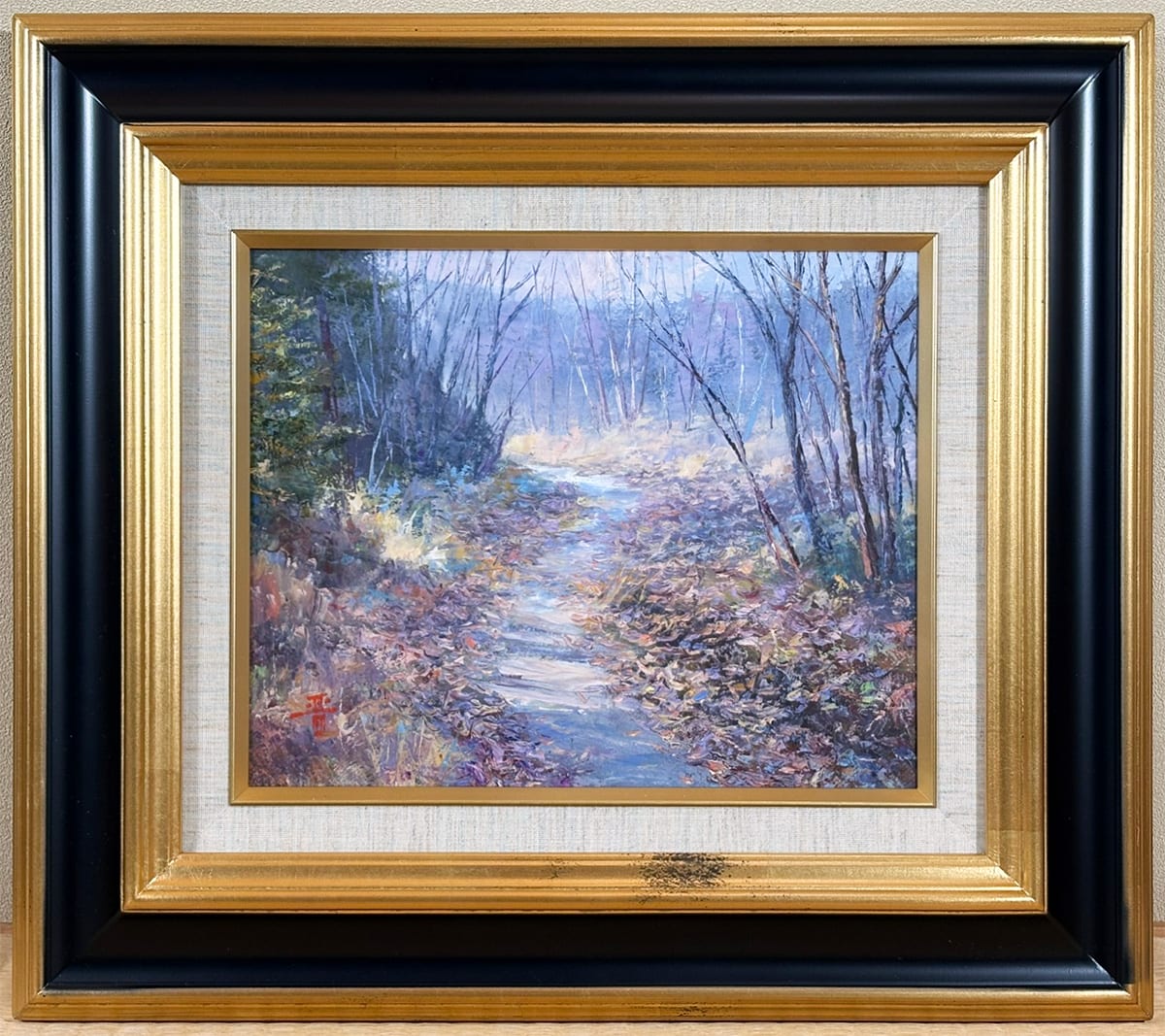 西山 晋 【落葉の小道｜額（油彩・F3号）】 絵画・額装 - Nishiyama Shin, Japanese framed painting