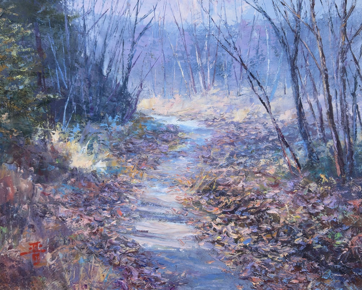 西山 晋 【落葉の小道｜額（油彩・F3号）】 絵画・額装 詳細写真