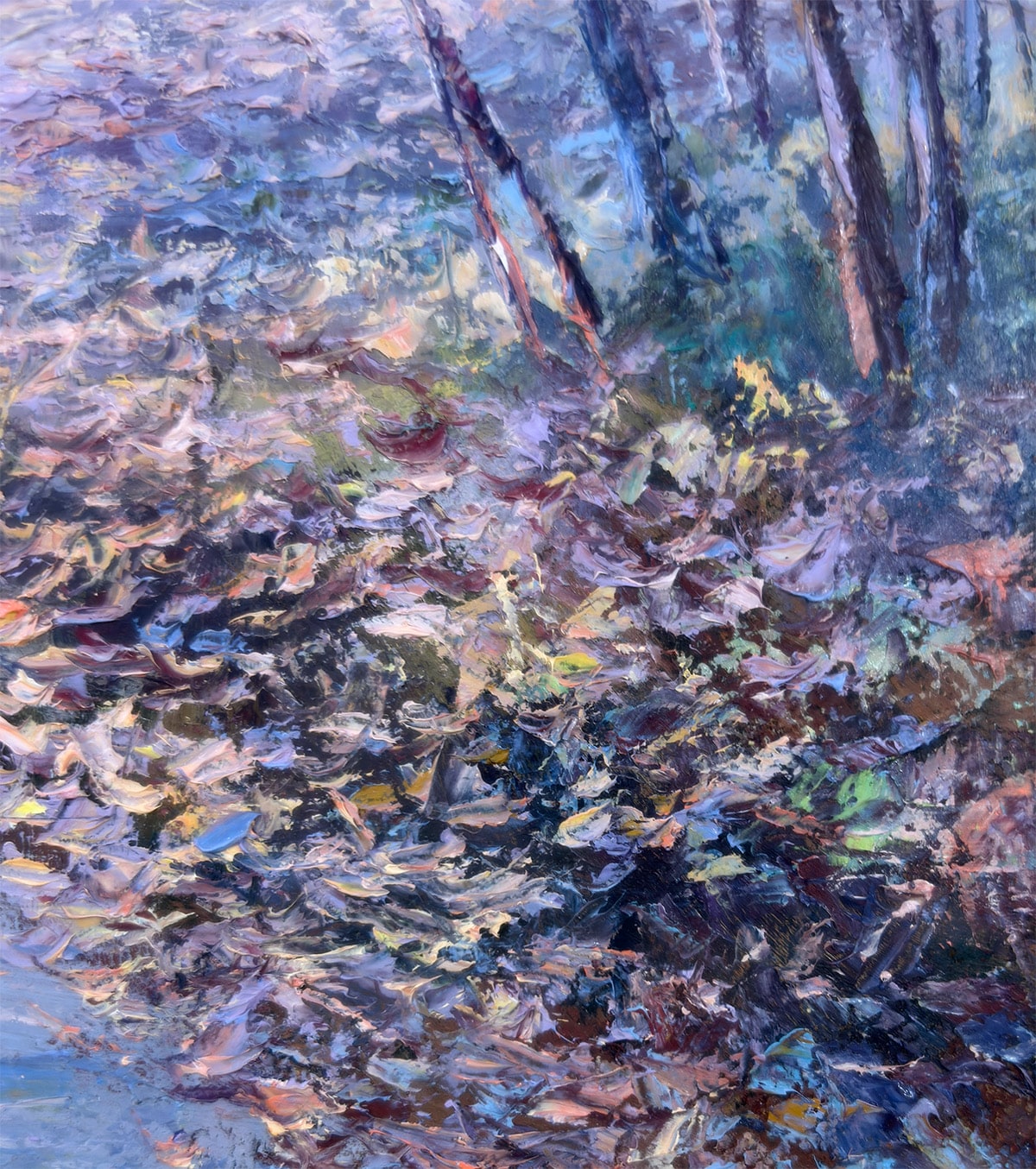 西山 晋 【落葉の小道｜額（油彩・F3号）】 絵画・額装 詳細写真