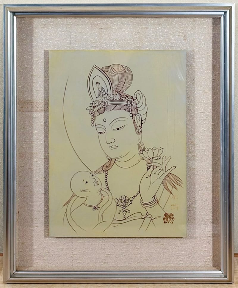 安達 不伝 【慈母観音｜額】 絵画・額装 - Adachi Huden, Japanese framed painting