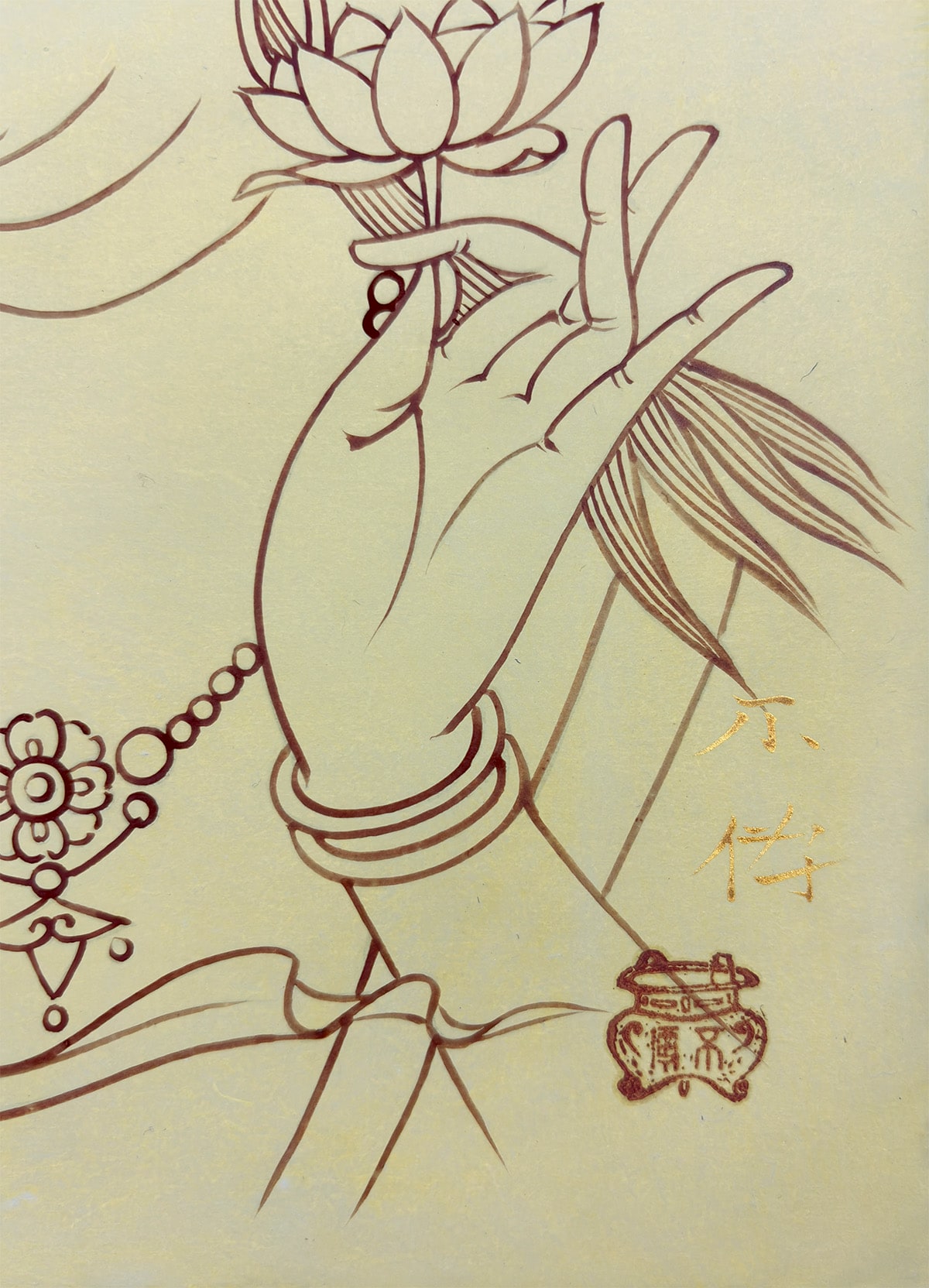 安達 不伝 【慈母観音｜額】 絵画・額装 詳細写真