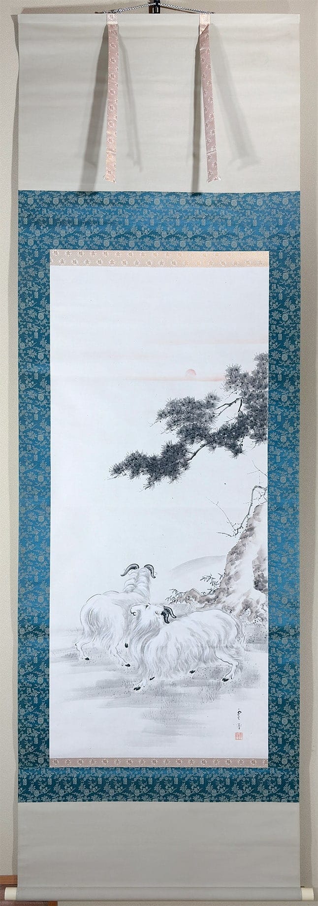 松原 雲鳳 【旭日松竹梅未】 掛軸 - Matsubara Unpou, Japanese hanging scroll (kakejiku)