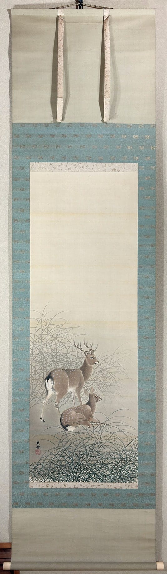 吉村 鳳柳 【麋鹿（びろく）】 掛軸 - Yoshimura Houryuu, Japanese hanging scroll (kakejiku)