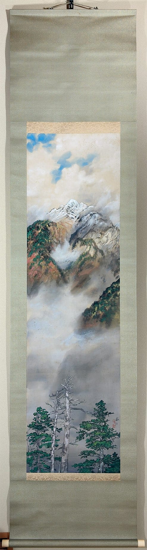 山元 桜月 【新雪中穂高】 掛軸 - Yamamoto Ougetsu, Japanese hanging scroll (kakejiku)