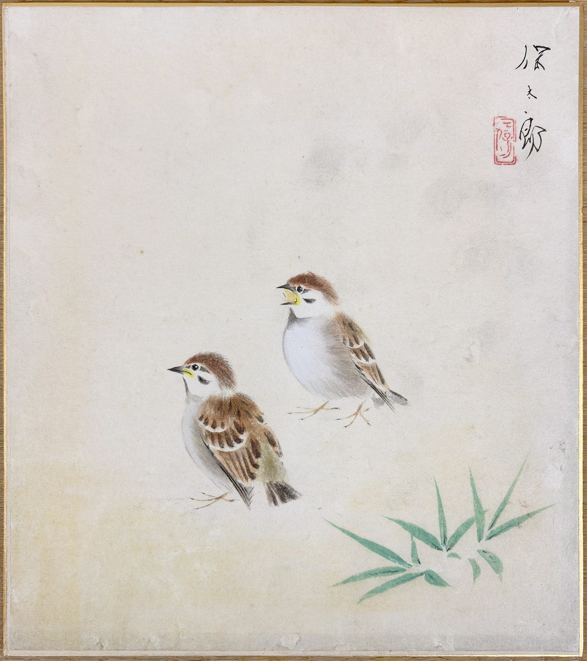 野々内 保太郎 【雀｜色紙】 色紙・短冊 - Nonouchi Yasutarou, Japanese shikishi and tanzaku board painting