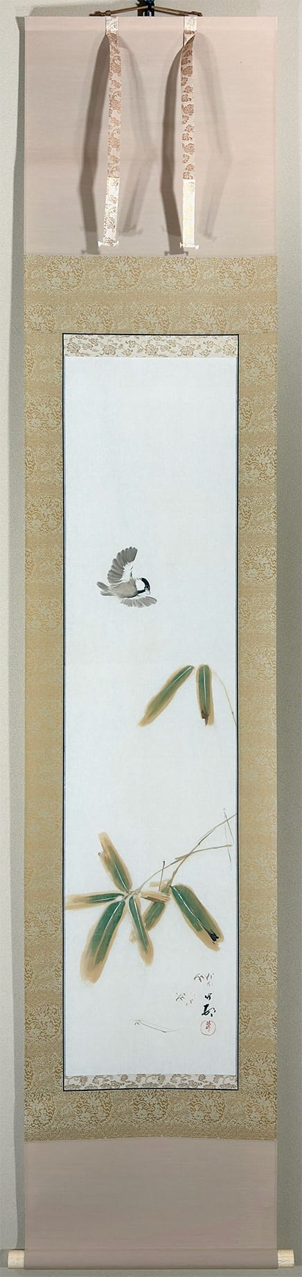 石川 竹邨 【笹に小禽】 掛軸 - Ishikawa Chikuson, Japanese hanging scroll (kakejiku)