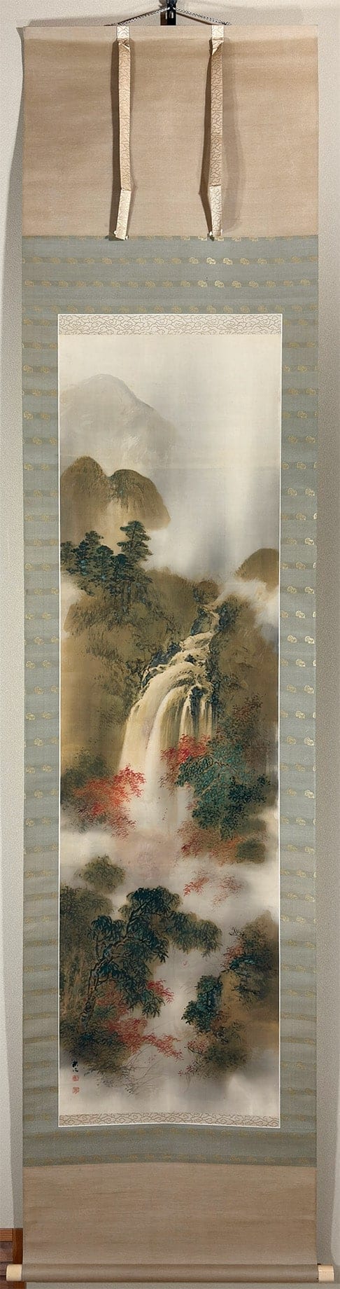 奥谷 秋石 【秋渓飛泉】 掛軸 - Okutani Shuuseki, Japanese hanging scroll (kakejiku)