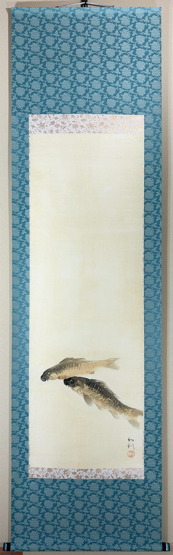 石橋 和訓 【双鯉】 掛軸 - Ishibashi Kazunori, Japanese hanging scroll (kakejiku)