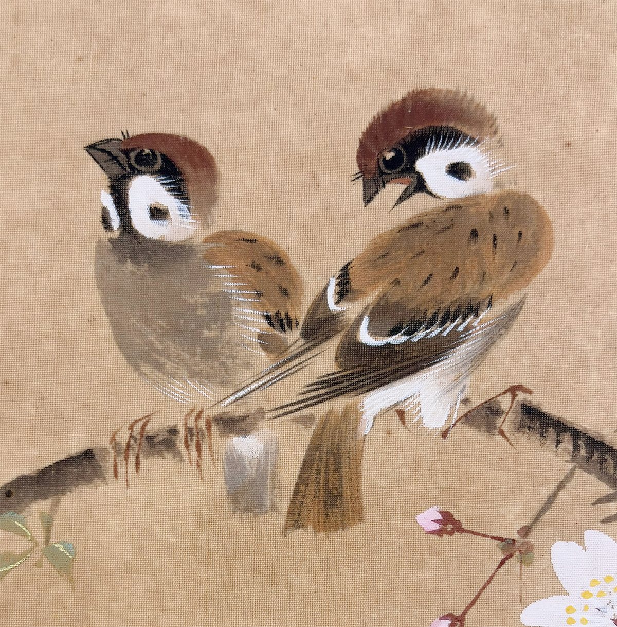 新村 友畝 【桜花小禽｜額（P8号）】 絵画・額装 詳細写真
