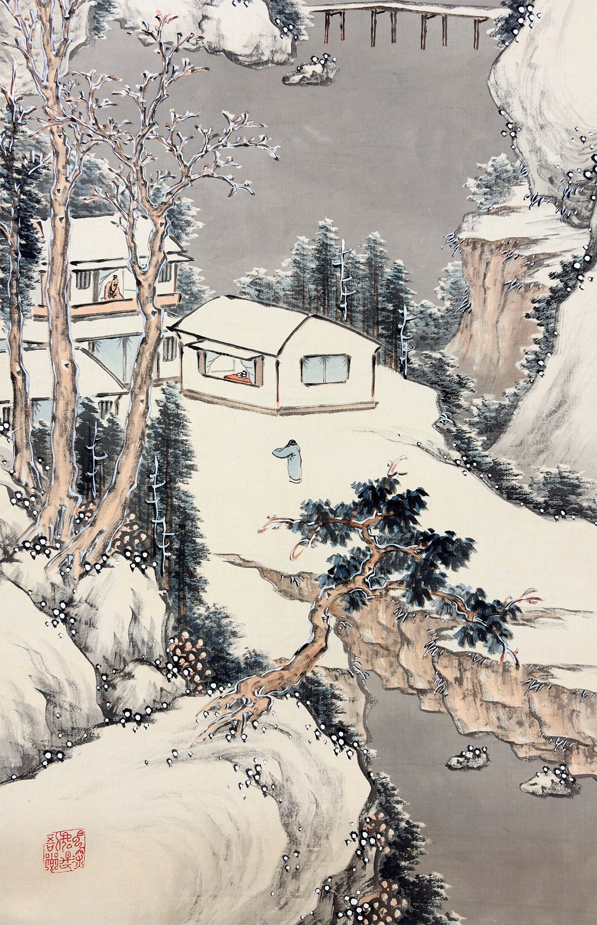 桜井 雲洞 【雪景山水】 掛軸 詳細写真