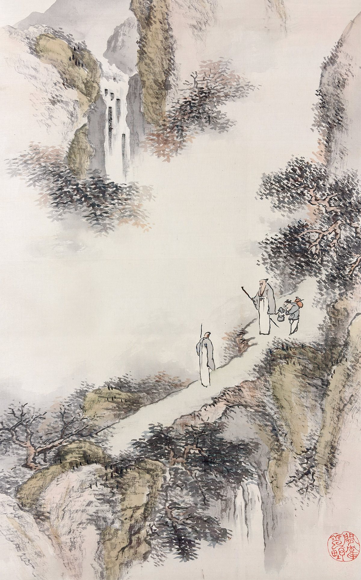 黒部 拈華 【秋景山水】 掛軸 詳細写真
