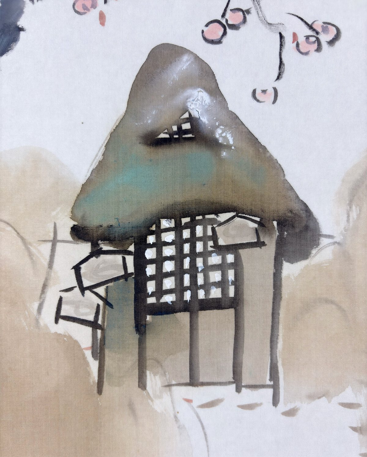 小山 栄達 【山村の柿】 掛軸 詳細写真