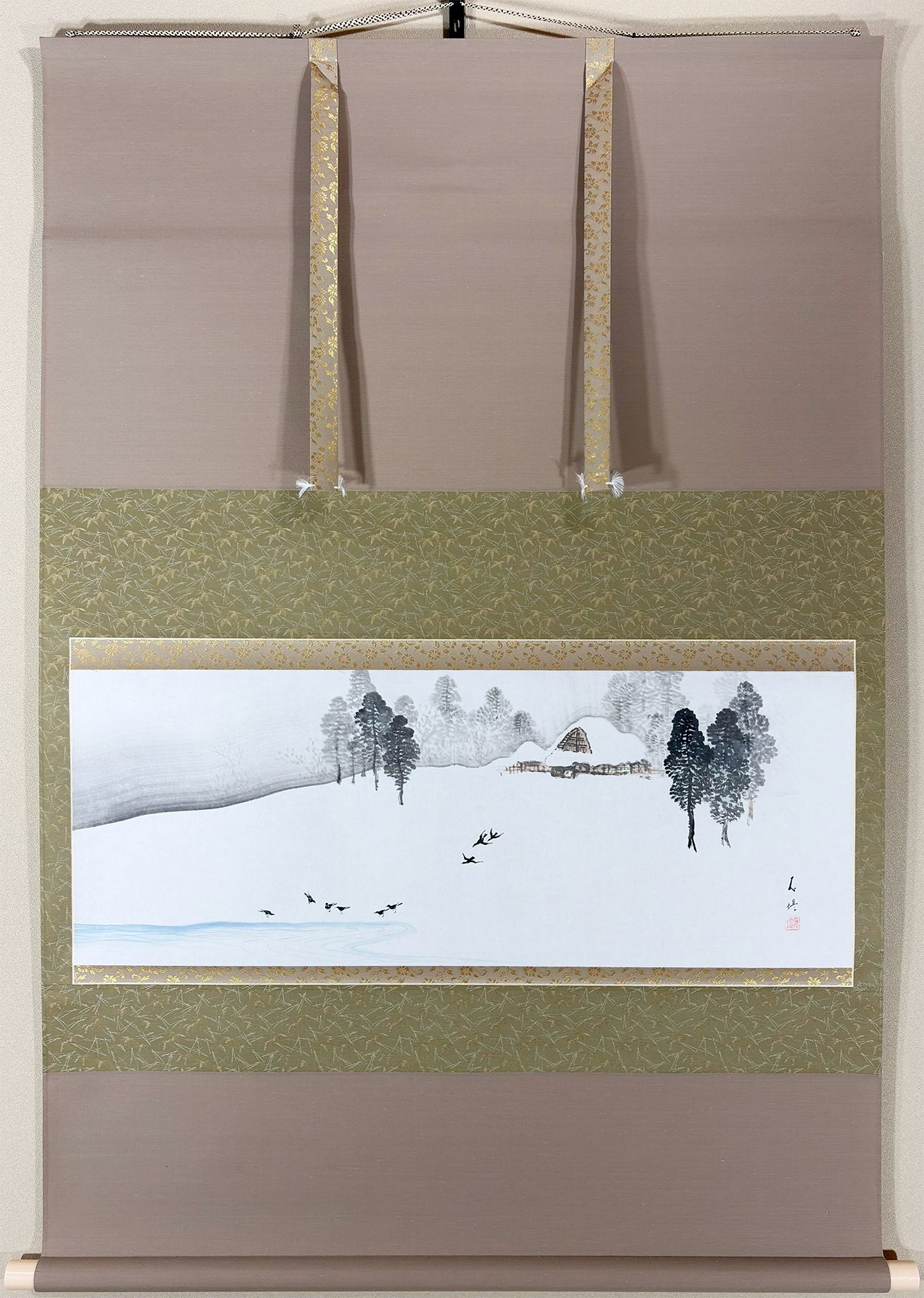 田村 石堤 【雪景山水｜大幅】 掛軸 - Tamura Sekitei, Japanese hanging scroll (kakejiku)