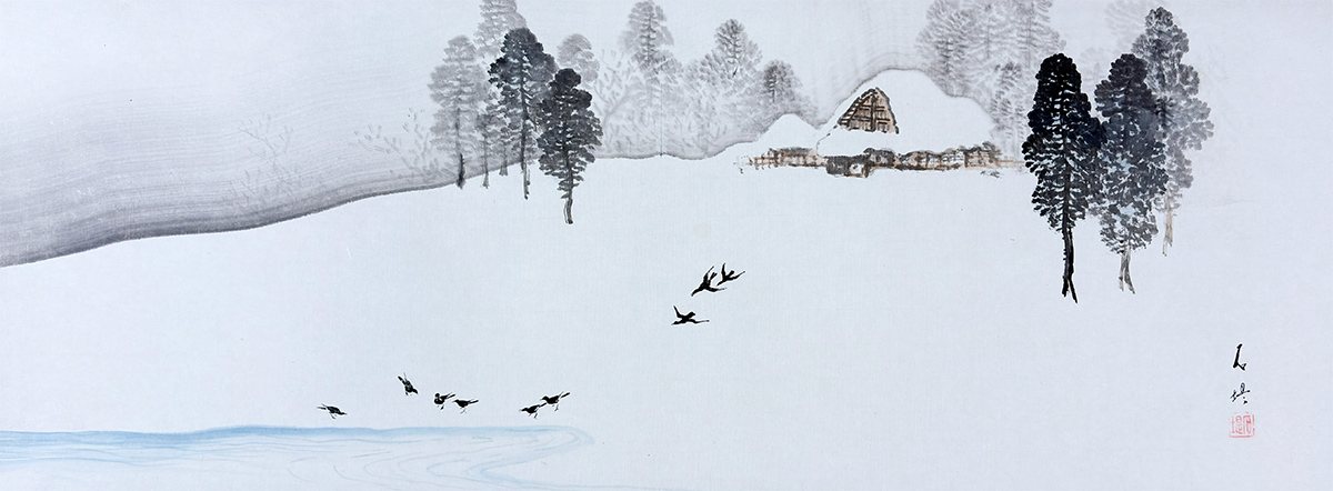 田村 石堤 【雪景山水｜大幅】 掛軸 詳細写真