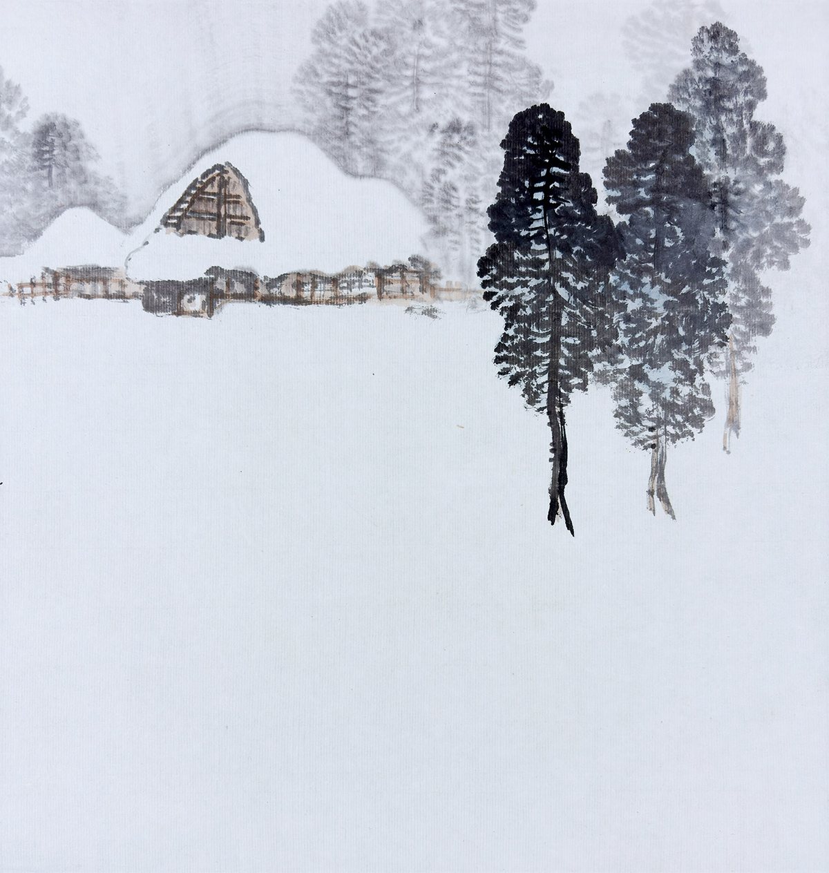 田村 石堤 【雪景山水｜大幅】 掛軸 詳細写真