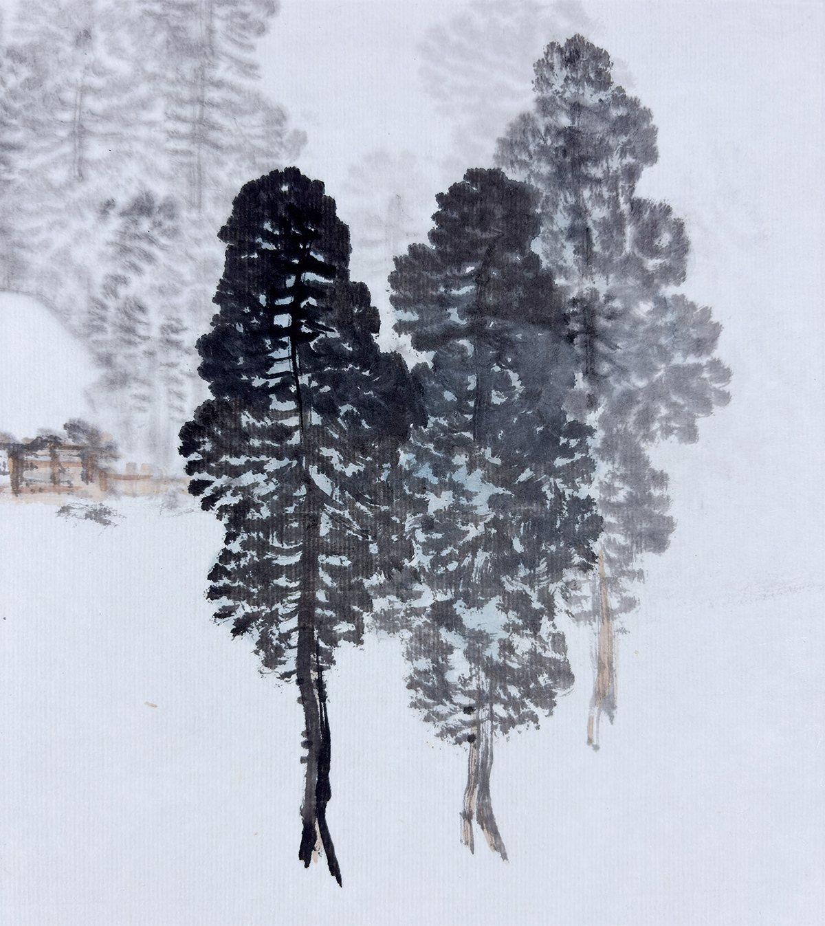 田村 石堤 【雪景山水｜大幅】 掛軸 詳細写真