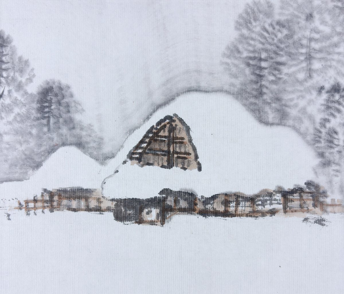 田村 石堤 【雪景山水｜大幅】 掛軸 詳細写真