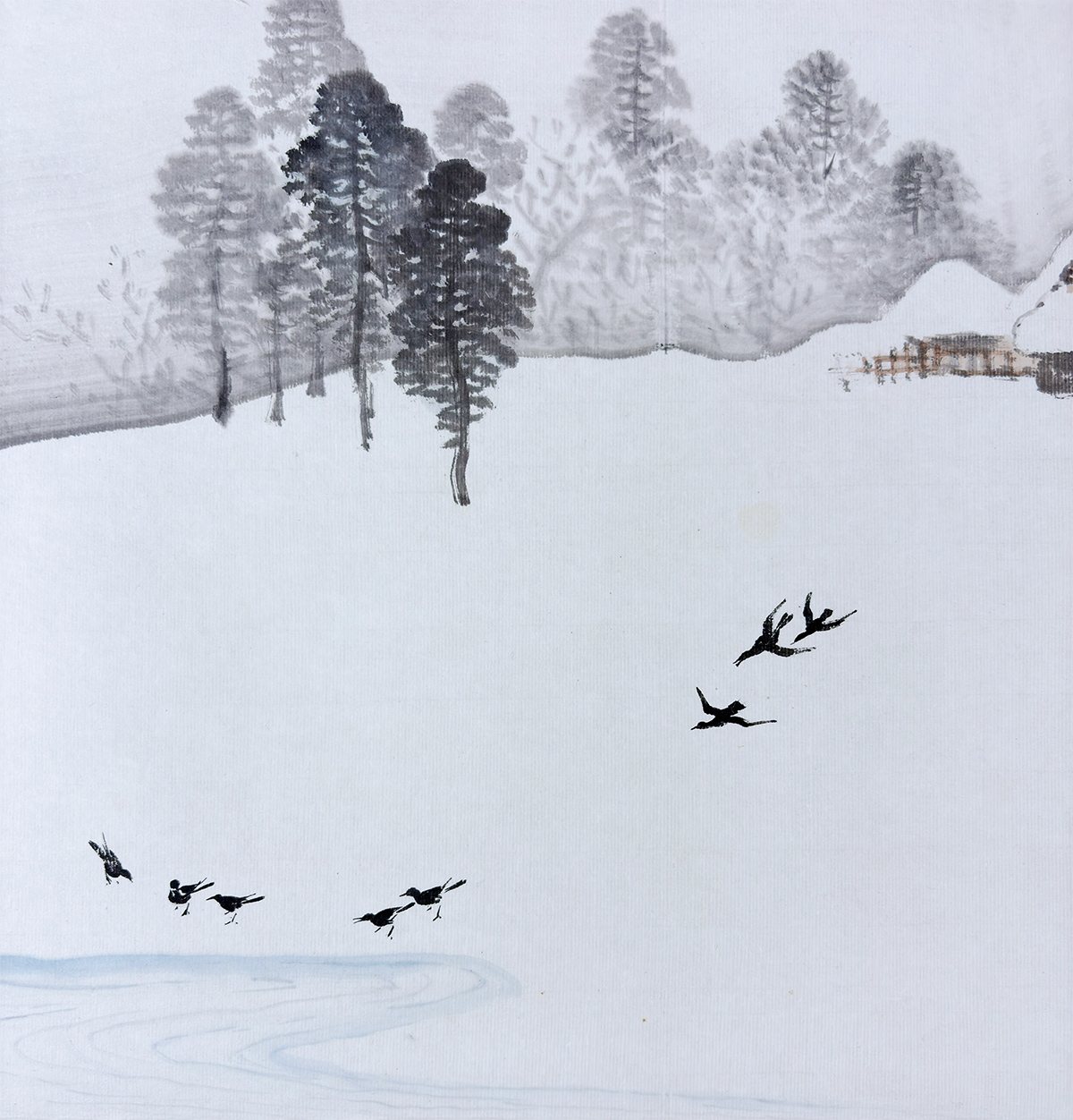 田村 石堤 【雪景山水｜大幅】 掛軸 詳細写真
